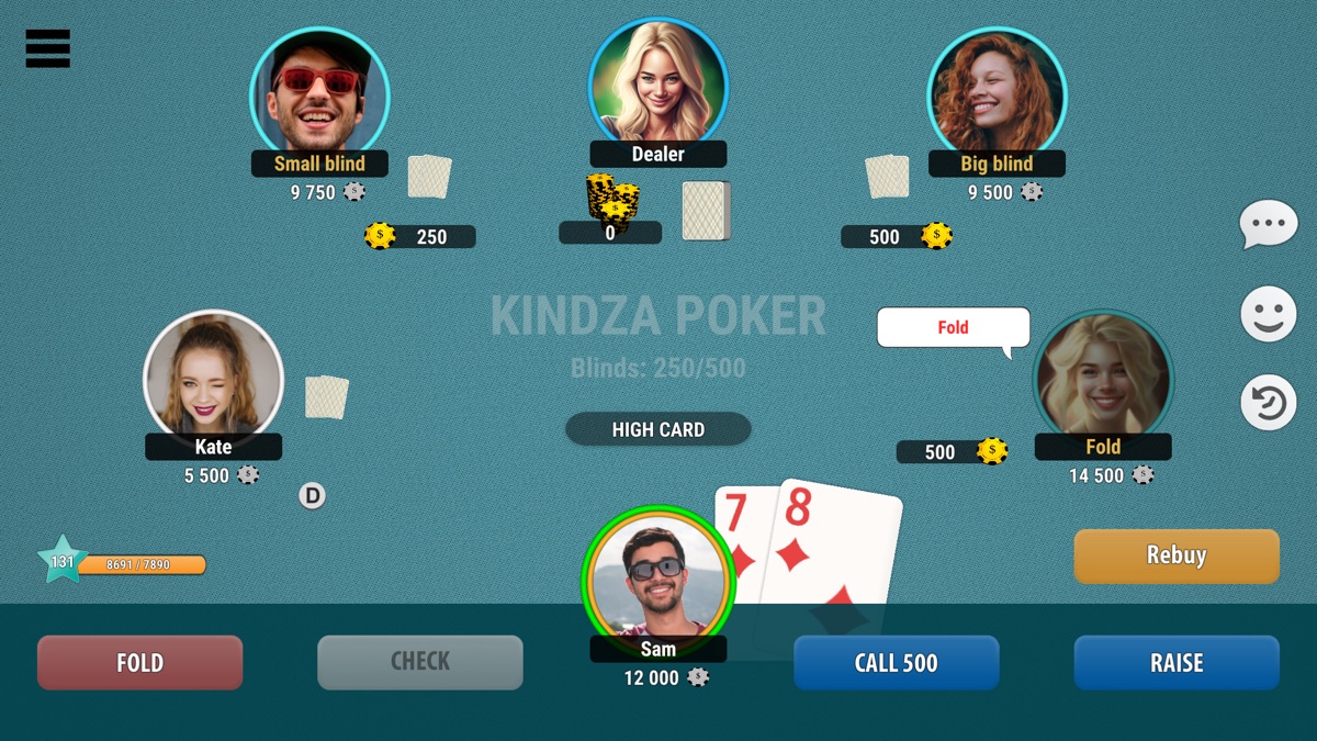KindzaPoker gameplay screenshot 1