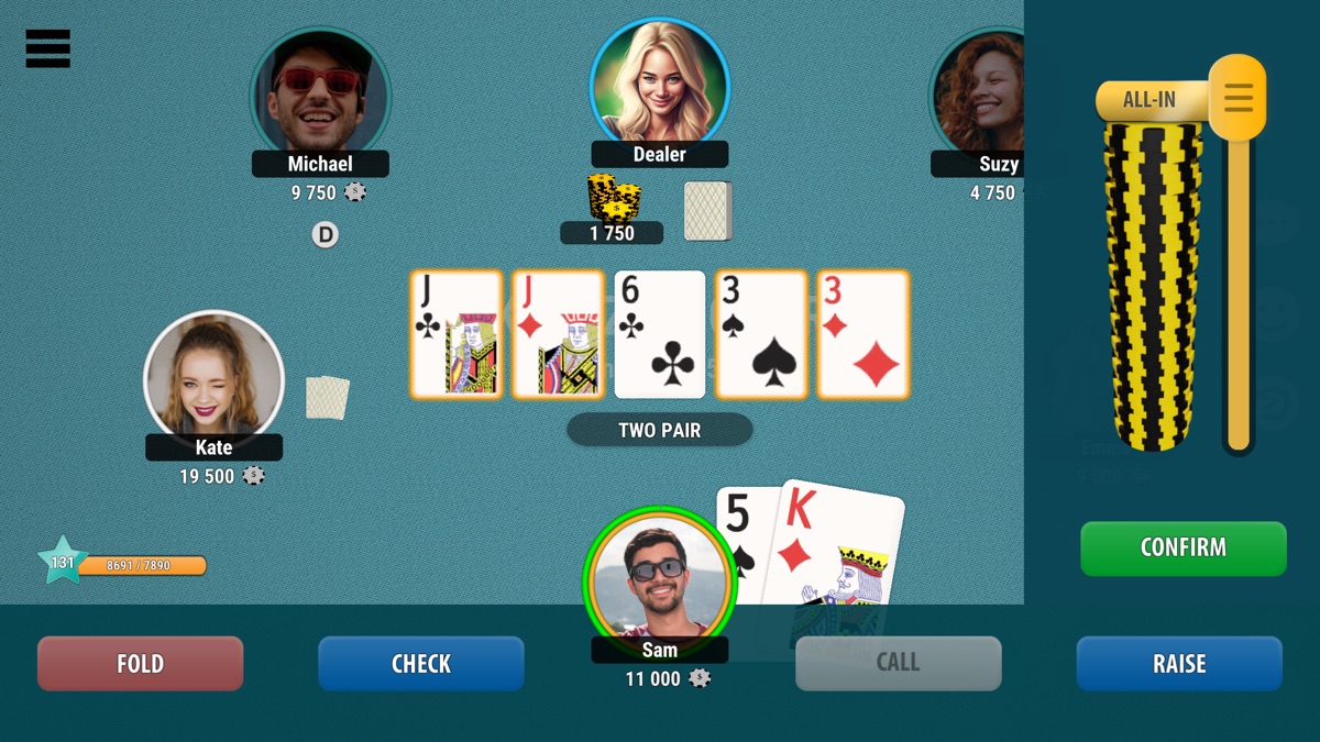 KindzaPoker gameplay screenshot 2